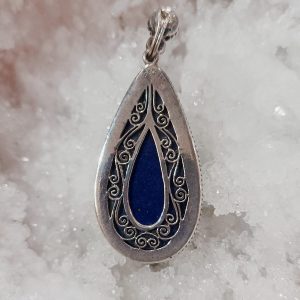 Pendentif lapis lazuli cerclé argent