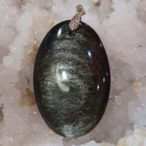 Pendentif obsidienne argentée